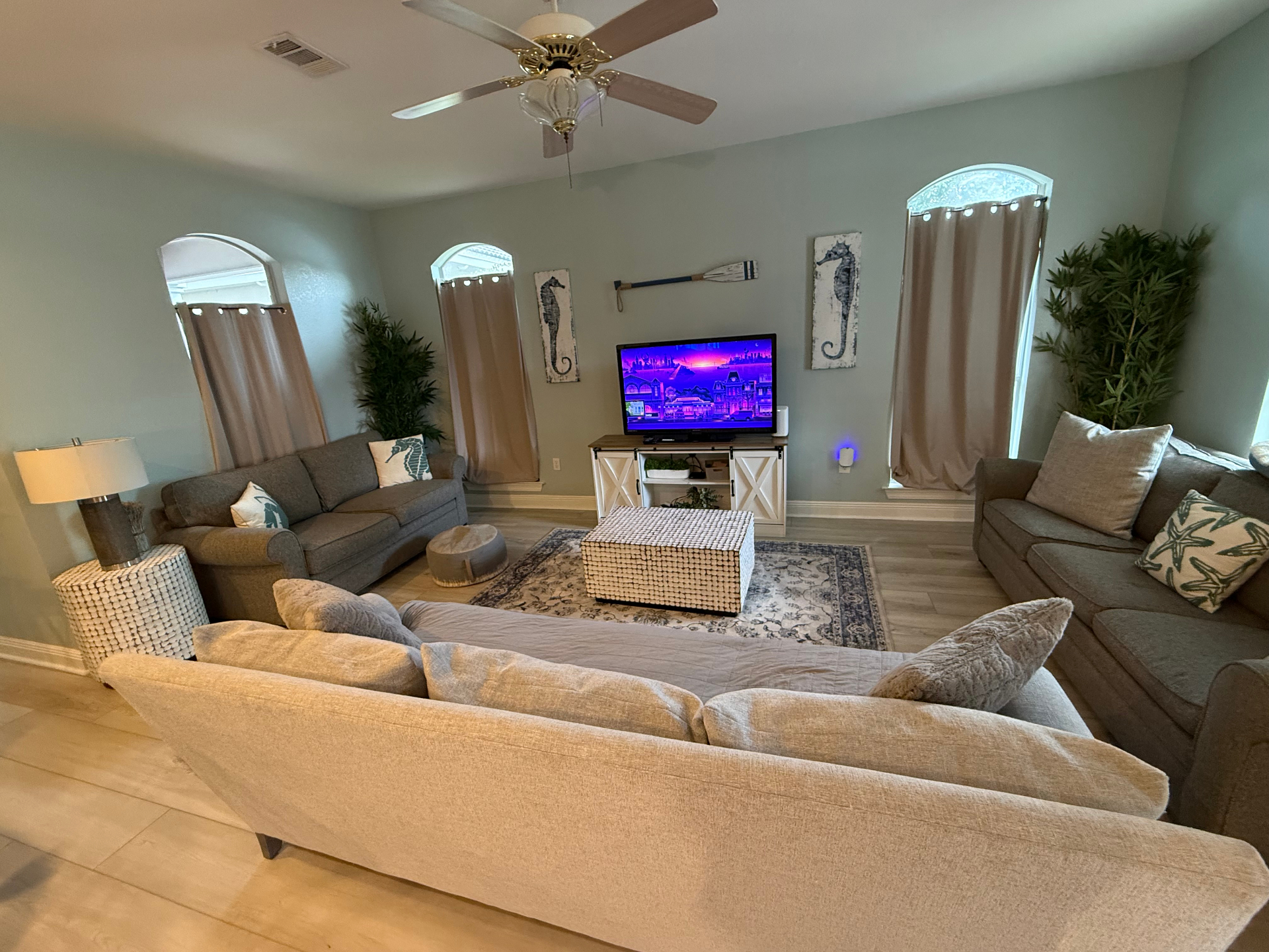 Living room with coastal decor
