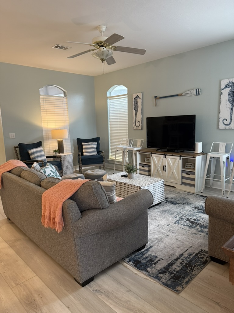 Living room with coastal decor